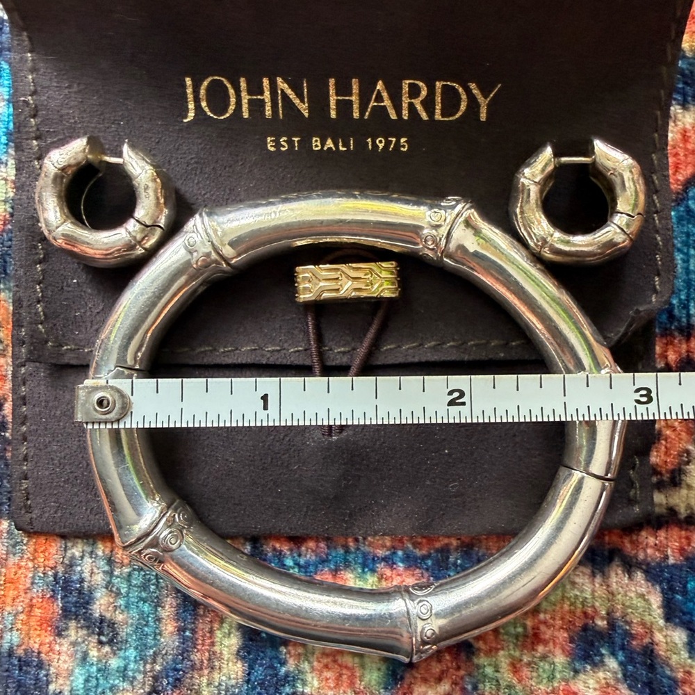 John Hardy 925 Silver Bamboo Bracelet and Earring Set - Picture 4 of 13